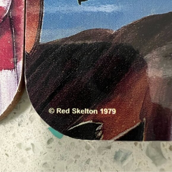 Vintage 1979 RED SKELTON Coaster Set of Four Signed Like New 3.5” - Picture 4 of 8